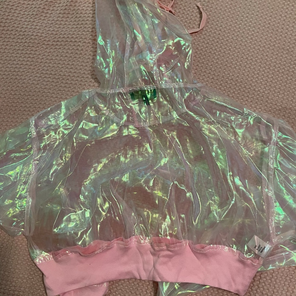 Dolls Kill Club Exx Holographic Crop Hoodie